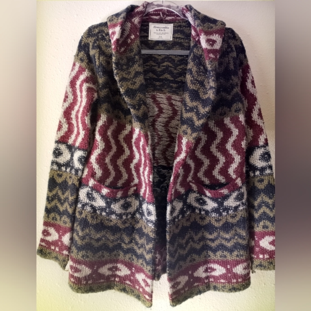 Abercrombie and Fitch Multi Color Long Open Front Cardigan